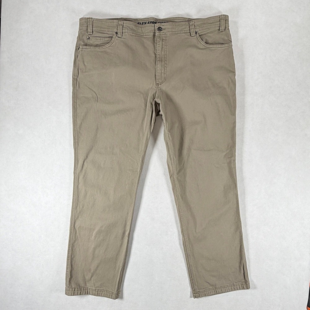 Duluth Trading Co Flex Fire Hose Khaki Work Pants Mens 44x32 Standard Stretch